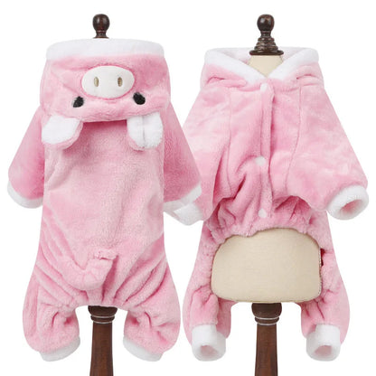 Cartoon Animal Dog Cat Costume for Small Dogs Winter Warm Pet Jumpsuit Pajama for Yorkies Poodle Overalls Puppy Mascotas Clothes
