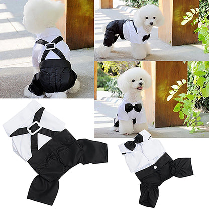 Cute Male Pet Dog Cat Clothes Pet Dog Cat Wedding Dress Prince Tuxedo Bow Tie Shirt Suit Puppy Cat Jumpsuit Suit Pet Products