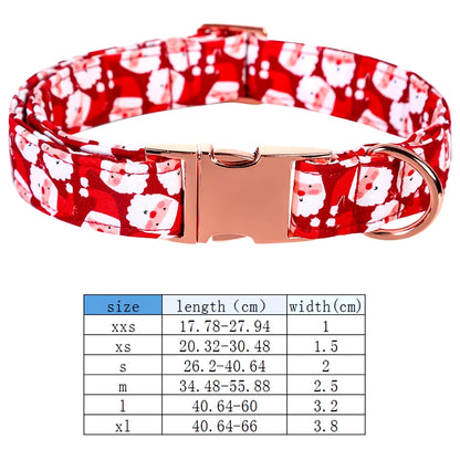 Personlized Christmas Dog Collar with Bow Red Santa Clause Dog Collar Flower Dog Collar Large Medium Small Dog