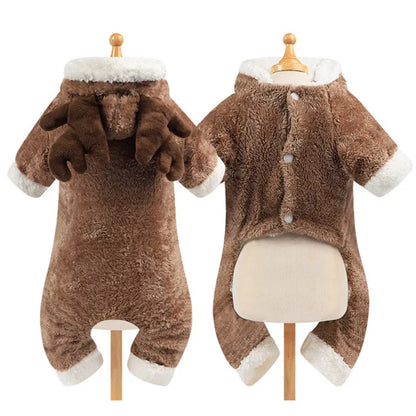 Cartoon Animal Dog Cat Costume for Small Dogs Winter Warm Pet Jumpsuit Pajama for Yorkies Poodle Overalls Puppy Mascotas Clothes