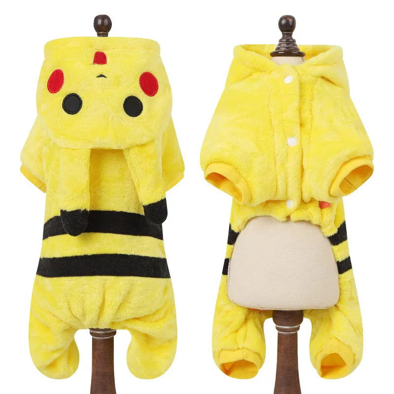 Cartoon Animal Dog Cat Costume for Small Dogs Winter Warm Pet Jumpsuit Pajama for Yorkies Poodle Overalls Puppy Mascotas Clothes