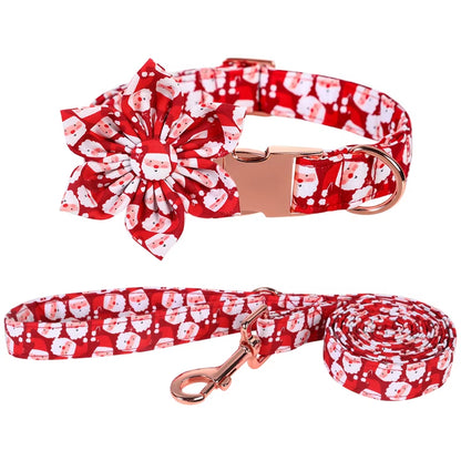 Personlized Christmas Dog Collar with Bow Red Santa Clause Dog Collar Flower Dog Collar Large Medium Small Dog