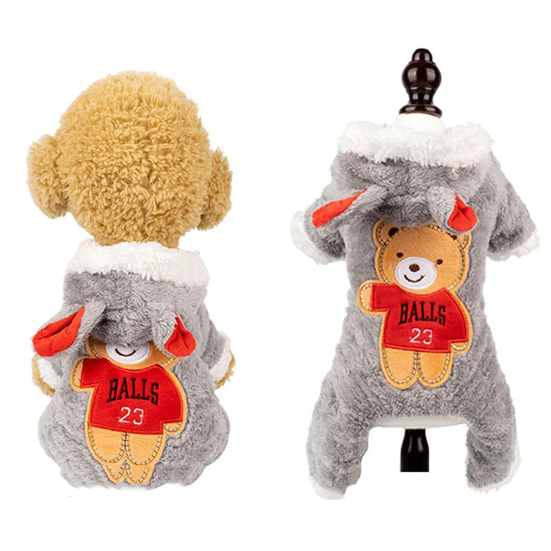 Cartoon Animal Dog Cat Costume for Small Dogs Winter Warm Pet Jumpsuit Pajama for Yorkies Poodle Overalls Puppy Mascotas Clothes